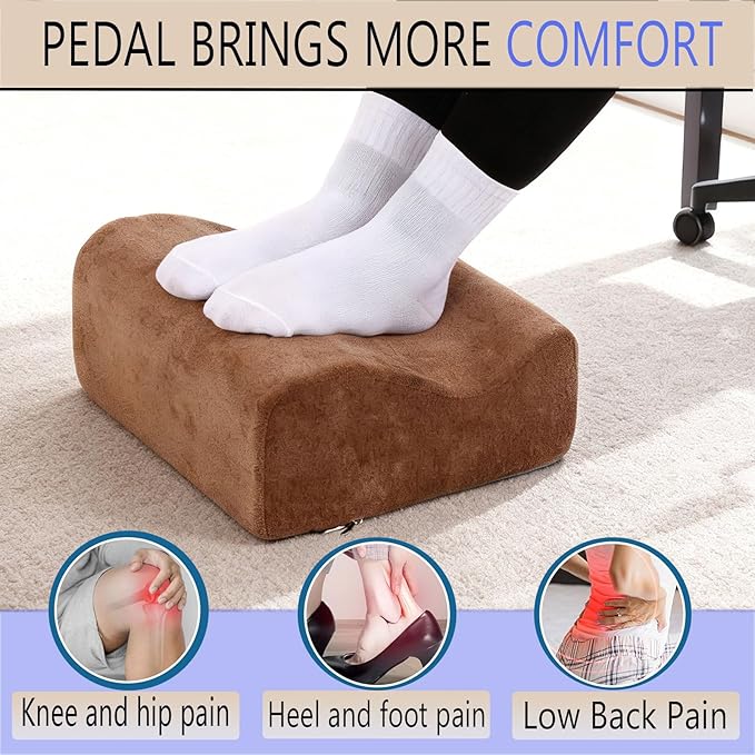 Foot Rest for Under Desk at Work,At Work Soft Ergonomic Footrest,Support Foot Pillow,Heel Chair,Leg Elevation Pillow,(Brown)