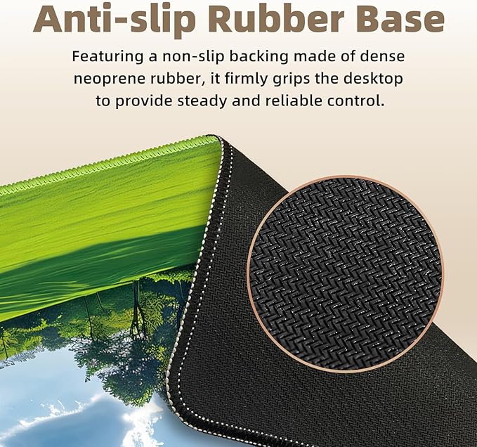 Galdas Gaming Mouse Pad XXL XL Large Long Extended Big Mousepad Non-Slip Rubber Keyboard Mouse Pad with Stitched Edges for Laptop Home Office (31.5x11.8x0.08 Inch) … (Grass)