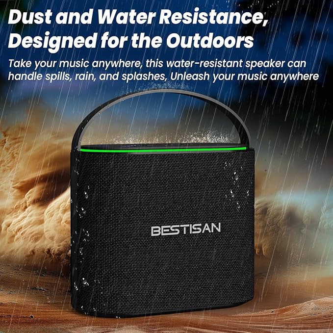 BESTISAN Bluetooth Speakers 2.1CH with 90W Max & 50W Subwoofer, Stereo Loud Sound, 7 RGB Lights, 15H Playtime, Hands-Free Calling, TWS, Portable for Outdoor Party, Camping, Travel, Garage, Workshop
