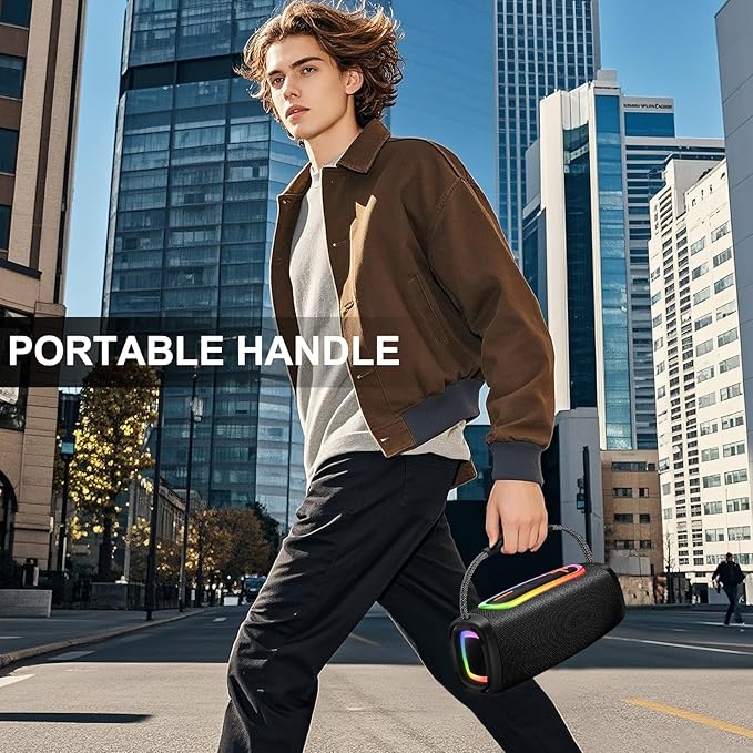 Bluetooth Speaker 6000mAh, 36H Playtime BT5.4 Portable Wireless Speaker with 24W Loud Stereo Sound, IP6 Waterproof, Portable Speaker with RGB Multi-Color Rhythm Lights for Outdoor/Home/Party as Gift