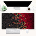 Red and Black Large Gaming Mouse Pad, Fluid Abstract Art Desk Mat 31.5x15.7 inch, Extended XL Non-Slip Micro-Fiber Surface with Natural Rubber Base for Computer Laptop, Home or Office Use
