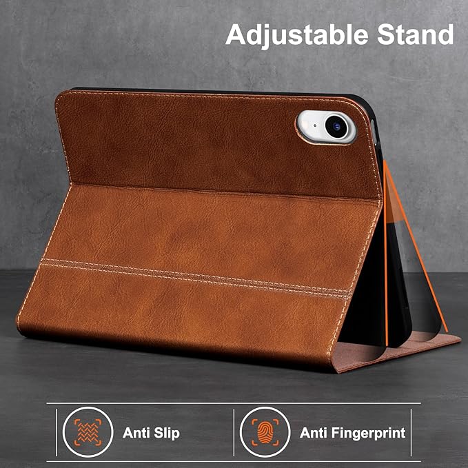 Gexmil Leather Case for iPad mini 7 (A17 Pro) 2024 / iPad mini 6 Generation 2021 8.3 Inch,Premium Cowhide Cover with Adjustable Stand, Auto Wake/Sleep,Vegetable Tanned Brown