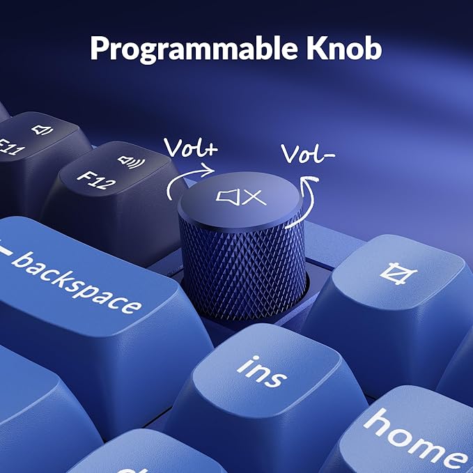 Keychron Q5 Wired Custom Mechanical Keyboard Knob Version, 96% Layout QMK/VIA Programmable with Hot-swappable Gateron G Pro Red Switch Double Gasket Compatible with Mac Windows Linux - Navy Blue A