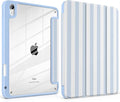 Case for iPad Air 13 inch M4 2026 M3 2025 M2 2024 with Pencil Holder - Cute Preppy Coastal Design Aesthetic Blue White Striped Trifold Cover with Soft TPU Bumper, Clear Back, Auto Sleep/Wake