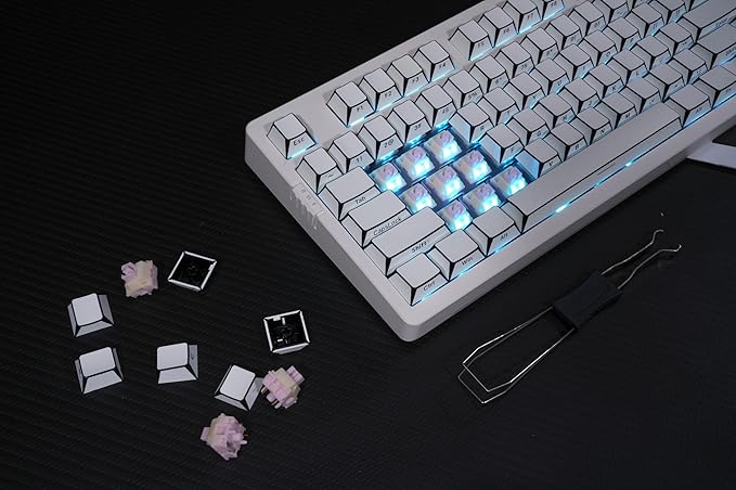 ZORNHER ZH980 Mechanical Keyboard Wireless,95% White Creamy Keyboard with Number Pad, Gaming Keyboard Full Size,Side Printed Cool Japanese Anime PBT Keycaps,Creamy Sounding Linear Switches