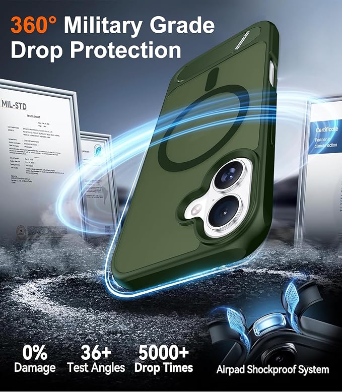 Magnetic Compatible with iPhone 16 Plus Case, [Built-in Invisible Kickstand][Compatible with MagSafe][Military Grade Shockproof] Slim Translucent Matte Phone Case for iPhone 16 Plus 6.7"