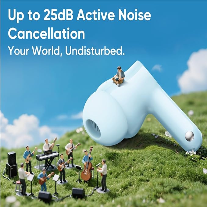 realme Buds T200x True Wireless Earbuds with 12.4mm Dynamic Bass Drivers, 25 dB ANC, Quad Mic, 45ms Latency, Upto 48 Hrs Playback, Fast Charge, IP55 Rated, BT 5.4 - (White)