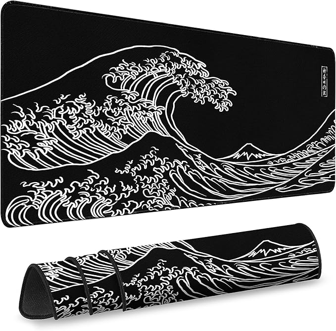 Gaming Mouse Pad - (31.5"×11.8") Kanagawa Waves Large Mouse Pads for Desk - Desk Mat for Keyboard and Mouse with Non-Slip Base, Desks Pad Matfor Game/Office & Home