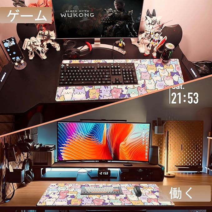 Gaming Mouse Pad XL Extended Anime Mouse Pad 31.5x11.8 inch, Large Cute Kawaii Big Computer Mouse Mat Desk Pad with Non-Slip Rubber Base and Stitched Edge for Home Office