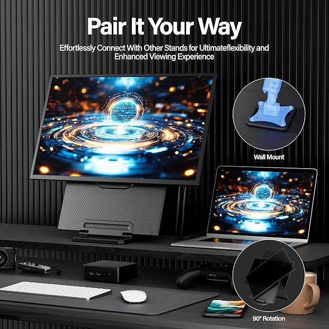 Setclod 23.8" Large Portable Monitor, 1080P FHD 100Hz Laptop Screen Extender, IPS 125% sRGB, Extra USB Hub for Office Gaming with Detachable Stand, Travel Monitor for Window, MAC, Xbox, Switch