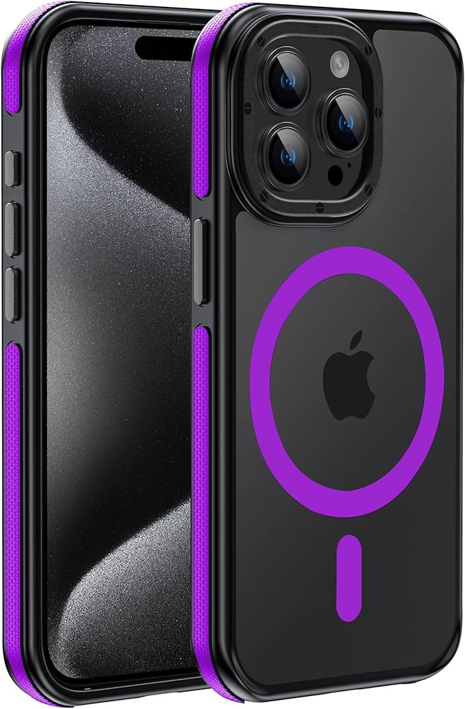 Strong Magnetic Case for iPhone 14 Pro Max [10Ft Military-Grade Protection] Compatible with fit MagSafe Shockproof Slim Thin Cover 6.7 inch 14 Pro Max Phone case,Purple Bumper