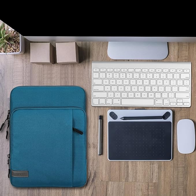 MoKo 9-11 Inch Tablet Sleeve Bag Carrying Case with Storage Pockets Fits New 11-inch iPad Air M4 2026/iPad Pro M5, iPad Pro/A16 11, iPad Air 5/4th 10.9, iPad 9/8th 10.2, Tab S8/S9 11,Peacock Blue