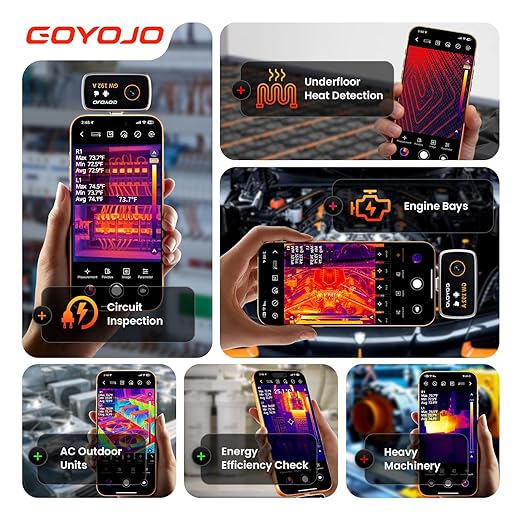 Thermal Imaging Camera for USB-C iPhone/Android/Tablet/pad, Thermal Camera 192x192 Super X³IR Resolution for Waterleak HVAC Electrical Automotive Home Insulation Inspections -4°F~752°F