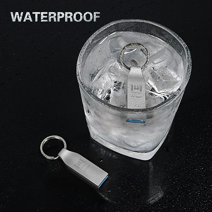 MOSDART 64GB Waterproof USB3.0 Flash Drive, Speed Up to 90MB/S, exFAT Metal Memory Stick with Keychain, for System Back, Data Storage, Silver
