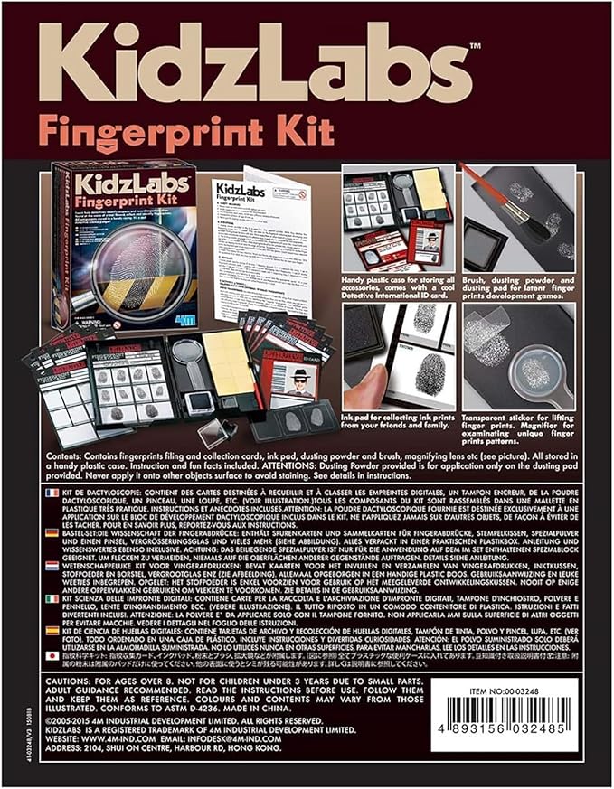 4M Toysmith, Kidzlabs Finger Print Kit, Dectective Science Kit , For Boys & Girls Ages 8+