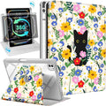 Uppuppy for iPad Pro M4/M5 Case 11 inch - 360 Degree Rotating Stand Folio Smart Cover with Pencil Holder for Women Girls, Cat and Flowers for iPad Pro 11 inch Case 2024 M4/2025 M5