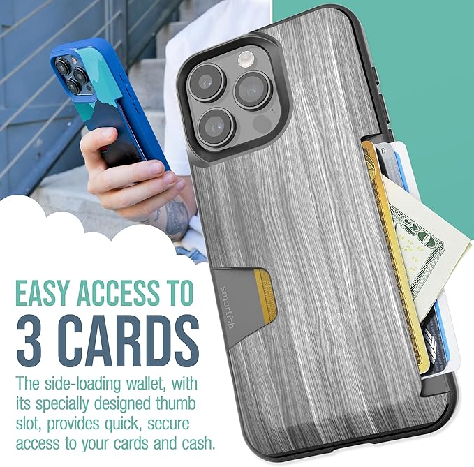 Smartish® iPhone 15 Pro Max Wallet Case - Wallet Slayer Vol. 1 [Slim + Protective] Credit Card Holder - Drop Tested Hidden Credit Card Slot Cover for Apple iPhone 15 Pro Max - Graspin' Aspen