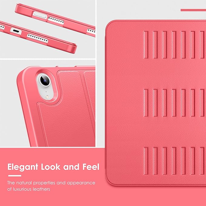 VIKESI Case for iPad mini 7 (A17 Pro) and iPad mini 6,Multiple Angles Magnetic Stand Cover,Shockproof Soft Back,Pencil Holder,and Auto Sleep/Wake,Red