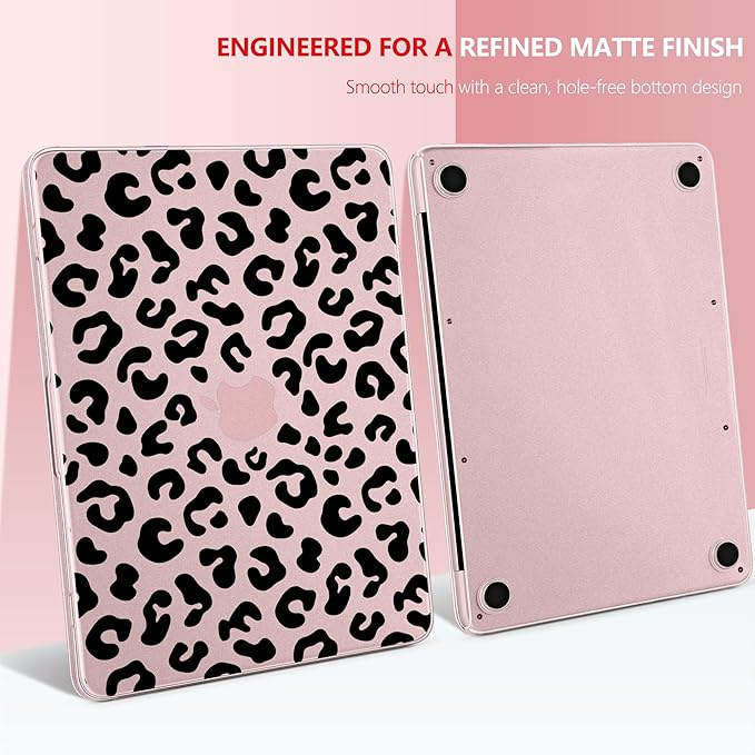 DONGKE for MacBook Neo 13 inch Case 2026 (Model A3404), Artistic Leopard Pattern Ultra Slim Frosted Matte Hard Shell, Anti-Scratch & Fingerprint Resistant Cover, Leopard Blush