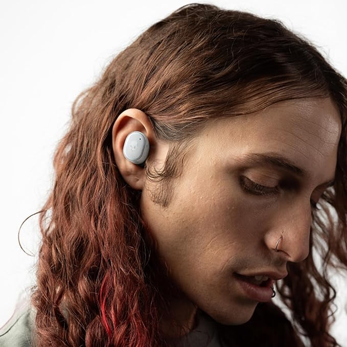 Skullcandy Grind Wireless Earbuds, Bluetooth Headphones, Up to 40 Hours Battery, Noise Isolating Fit, Microphone for iPhone Android, Customizable via Skull-iQ App - Light Grey/Blue