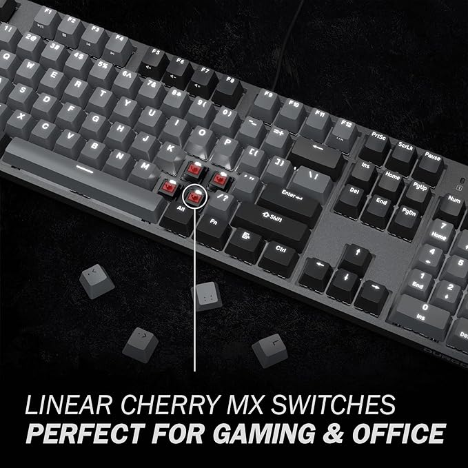 DURGOD Taurus K310 Mechanical Keyboard | Backlit | 104 Keys Full Size | USB C Wired | Doubleshot PBT Keycaps | Programmable Keys | NKRO Rollover | for Windows & Mac | Cherry MX Red, Corona