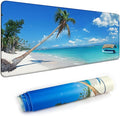 Desk Mat,Large Mouse Pad 35''×15.6'' XXL Extended Gaming Mouse Pad Mat with Non-Slip Base Stitched Eges Mousepad for Computer,Office,Keyboard and Laptop - Palm Sea