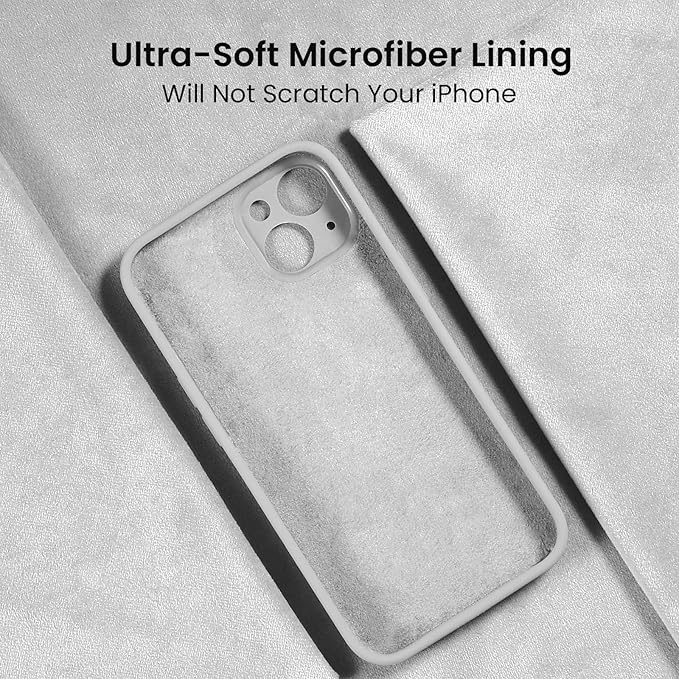 FireNova Designed for iPhone 15 Case, Silicone Upgraded [Camera Protection] Phone Case, Soft Anti-Scratch Microfiber Lining Inside, 6.1 inch, White