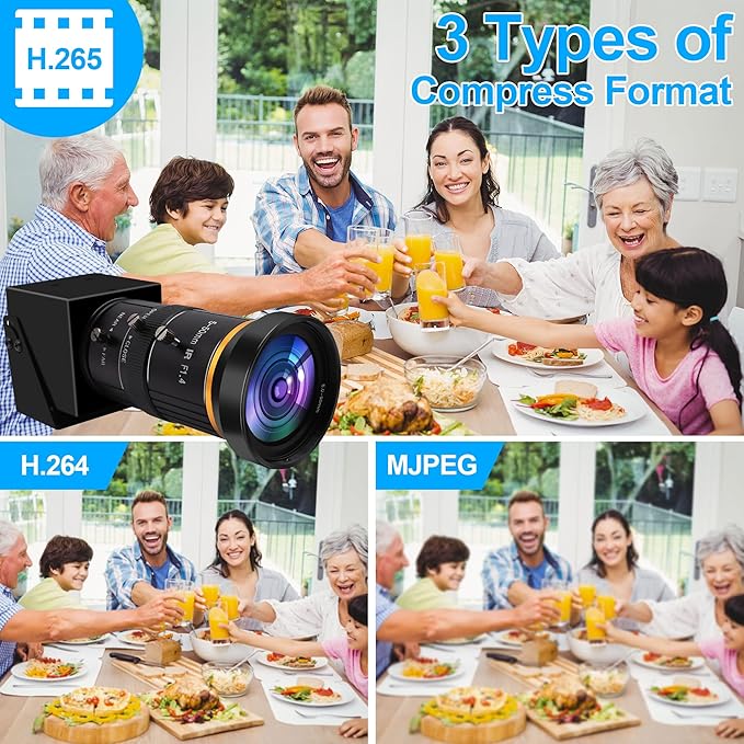 HDMI USB Camera 4K 30fps Webcam 10X Manual Zoom USB Webcam with 5-50mm CS Lens H.264 Video Conference Camera for Computer Laptop Raspberry Pi Jetson Nano