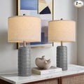 PoKat 23" Ceramic Dark Gray Table Lamps Set of 2 for Living Room, Modern Bedside Lamps for Bedroom, Farmhouse Nightstand Lamp for Home Office Guest Room Sideboard Entryway Decor Gifts