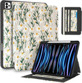 Uppuppy for iPad Air 13 Inch Case M3 2025/M2 2024, for iPad Pro 12.9 Case 6th/5th/4th/3rd Gen - Women Girls Cute Embroidered Folio Stand Cover with Pencil Holder & Card Slot Girly White Daisy Flowers