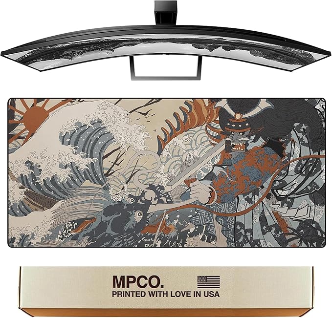 MPCO. Original Large Gaming Desk Mat – 36" x 17" Aeroglyde Masterpiece Shogun Full Desk Mouse Pad for Smooth Precision – Non-Slip, Washable Extra-Large PC Mouse Pad for Gaming Sessions