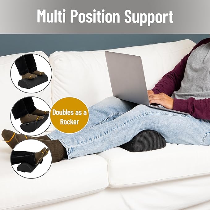 Mind Reader Foot Rest, Under Desk at Work, Ergonomic, Office, Foam, Black