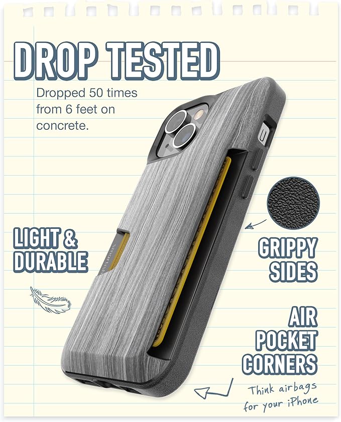 Smartish® iPhone 14 Wallet Case - Wallet Slayer Vol. 1 [Slim + Protective] Credit Card Holder - Drop Tested Hidden Credit Card Slot Cover for Apple iPhone 14 - Graspin' Aspen