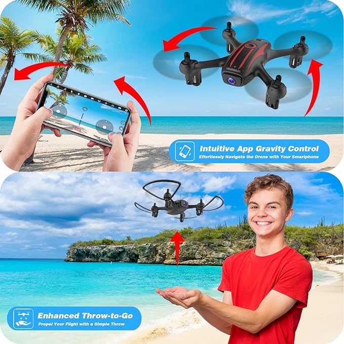 Drones for Kids 8-12, Drone with Camera 1080P for Kids Adults, FPV Drone with 2 Batteries, Mini Drone Gesture Photo, Wifi RC Quadcopter, 3 Speed Mode, 3D Flips, Altitude Hold, Kids Drones for Boys