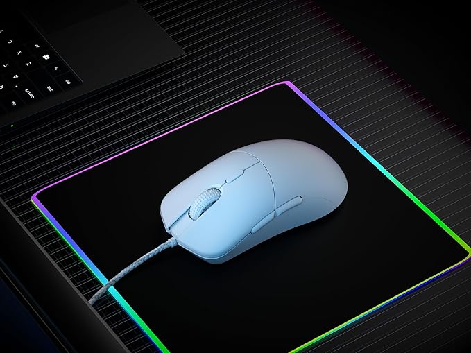 HK GAMING Mira XM1 Ultra Lightweight Gaming Mouse | 58 Grams | max 16000 cpi | 1kHz USB Wired | 6 Buttons | Anti Slip Grips (White)
