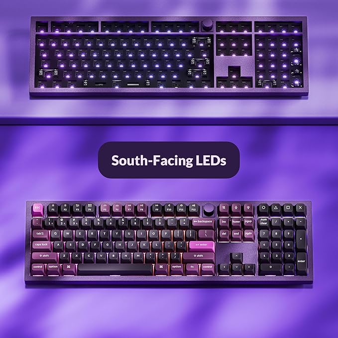 Keychron Q6 Pro Full-Size Wireless Bluetooth Mechanical Keyboard, Full Aluminum, Hot-Swappable Keychron Super Red Switch, Launcher Programmable, NKRO Knob, KSA PBT Keycaps, Mac/Win/Linux - Purple