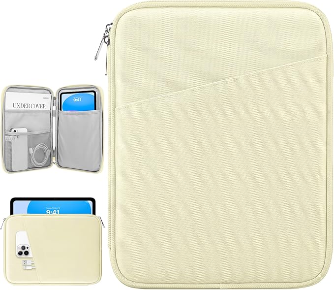 Dadanism 9-11" Tablet Sleeve Bag Carrying Case for iPad (A16) 11th Gen 11", iPad 10th Gen 10.9" Air 5/4, iPad Air M4/Pro 11", iPad 9/8/7th, Galaxy Tab A11+ Plus 11", Remarkable 2 10.3", Beige