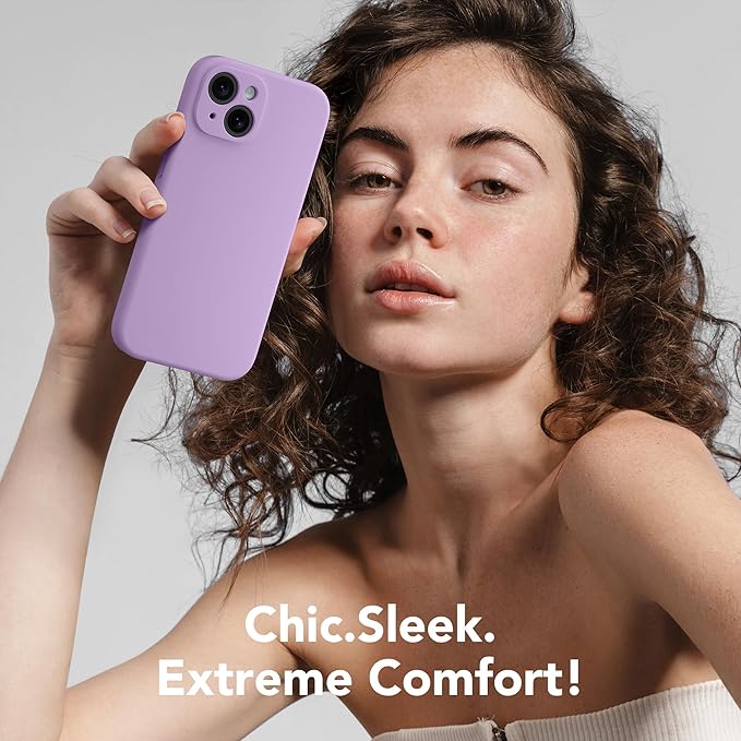 Magnetic for iPhone 14 Case, Compatible with MagSafe, [Full Camera Protection][Screen Protector] Silicone Shockproof Protective Phone Case for iPhone 14 6.1 inch, Light Purple