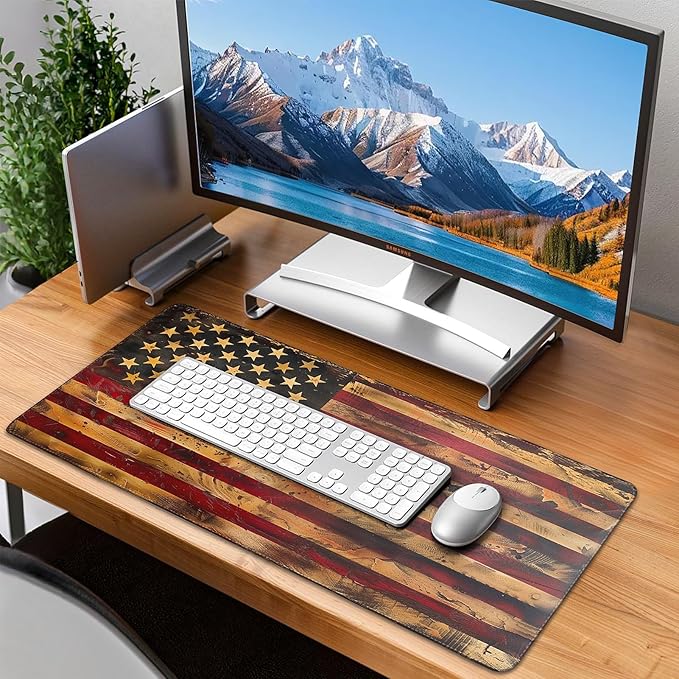 Mouse Pad Gaming - Desk Mat for Keyboard and Mouse - American Antique Flag Large Mouse Pads for Desk, Gaming Mousepad with Non-Slip Base, Desks Pad (31.5" X 11.8") for Game, Office and Home
