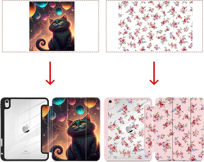 Personalized Photo Case for iPad Air 11 inch M4 2026 M3 2025 M2 2024 Release with Pencil Holder Cute Patterns Trifold Cover with Clear Back Shell Magnetic Wake Sleep Design for Girls Women