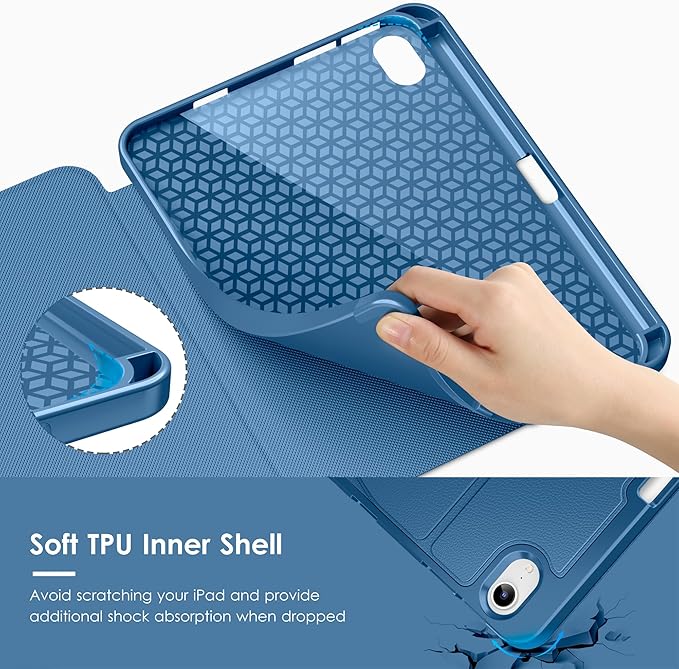 VIKESI Case for iPad mini 7 (A17 Pro) and iPad mini 6,Multiple Angles Magnetic Stand Cover,Shockproof Soft Back,Pencil Holder,and Auto Sleep/Wake,Navy Blue