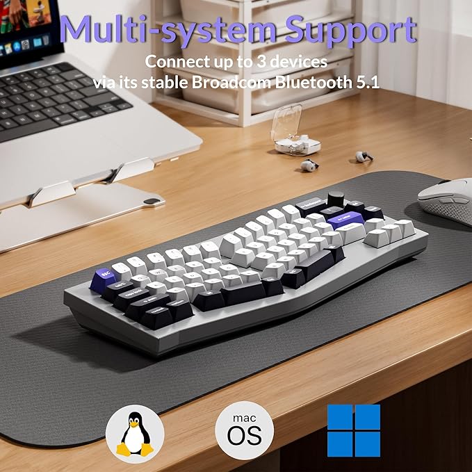 Keychron Q8 Pro Full-Metal Wireless Custom Mechanical Keyboard, 65% Alice Layout Bluetooth/Wired, QMK/VIA, Hot Swappable, 1000 Hz Polling Rate, RGB Backlit for Mac Windows Linux-Grey