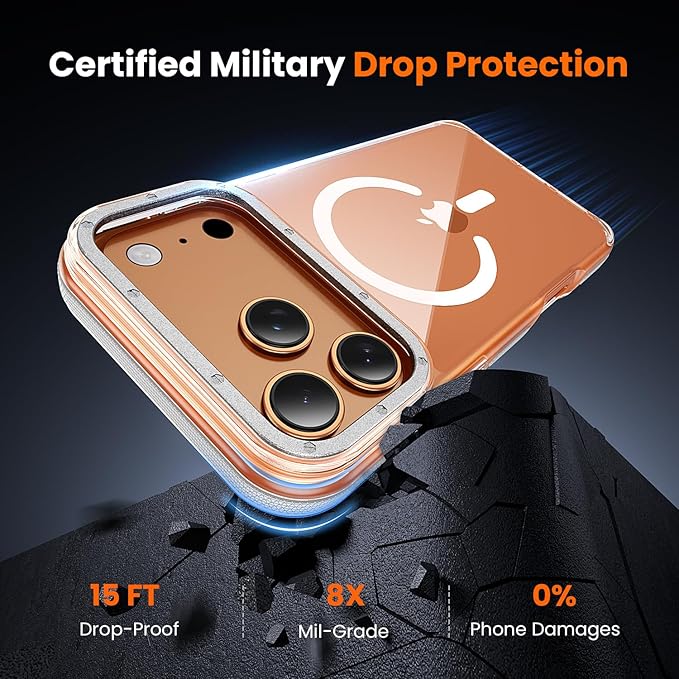 toushion 3 in 1 for iPhone 17 Pro Case Clear Bumper,Fits MagSafe, Yellowing-Resistant Acrylic Back, Shockproof Guard Corners, Military-Grade Protection for Phone Cover 6.3 inch