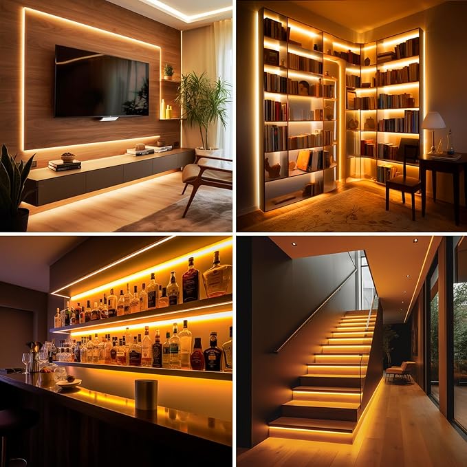 COB LED Strip Lights 9.84ft, Warm White 2700K LED Light Strip, DC24V Tape Light, CRI93+, Bluetooth App Control, Dimmable LED Strips for Bedroom,Cabinet,Living Room.