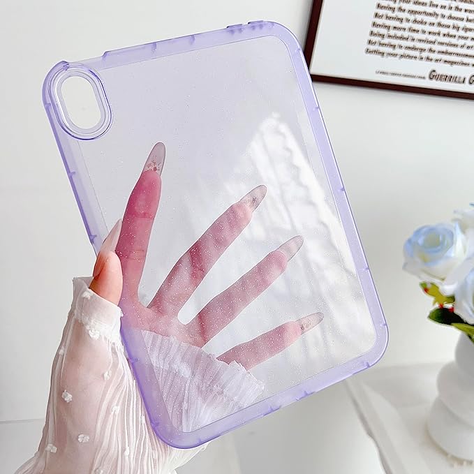 Case for iPad mini 5 (2019) & iPad mini 4 (2015) 7.9" Glitter Clear Soft TPU Back Shockproof Cover Bling Sparkly Flexible Silicone Lightweight Case for iPad mini 5th/4th Generation, Purple