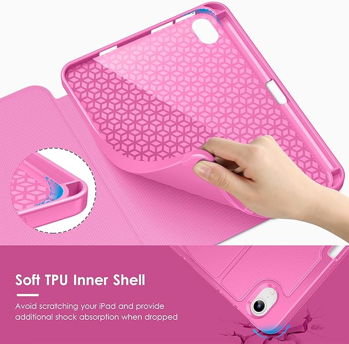 VIKESI Case for iPad mini 7 (A17 Pro) and iPad mini 6,Multiple Angles Magnetic Stand Cover,Shockproof Soft Back,Pencil Holder,and Auto Sleep/Wake,Rose
