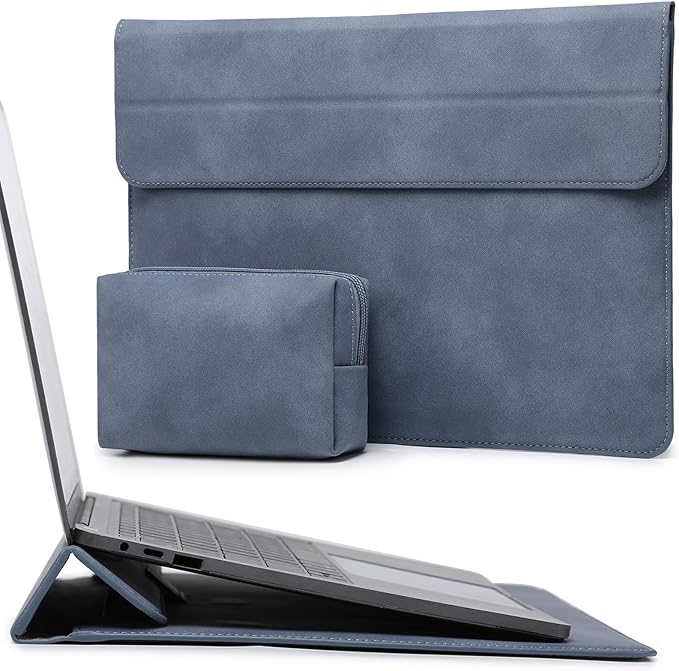 HYZUO 13 Inch Laptop Case Sleeve with Stand for 2026-2018 MacBook Air 13 M5 M4 M3 M2 M1, 2026 13" MacBook Neo, 2026-2016 MacBook Pro 13 M2 M1, iPad Pro/Air 13, Surface Pro 12-3, XPS 13, Haze Blue