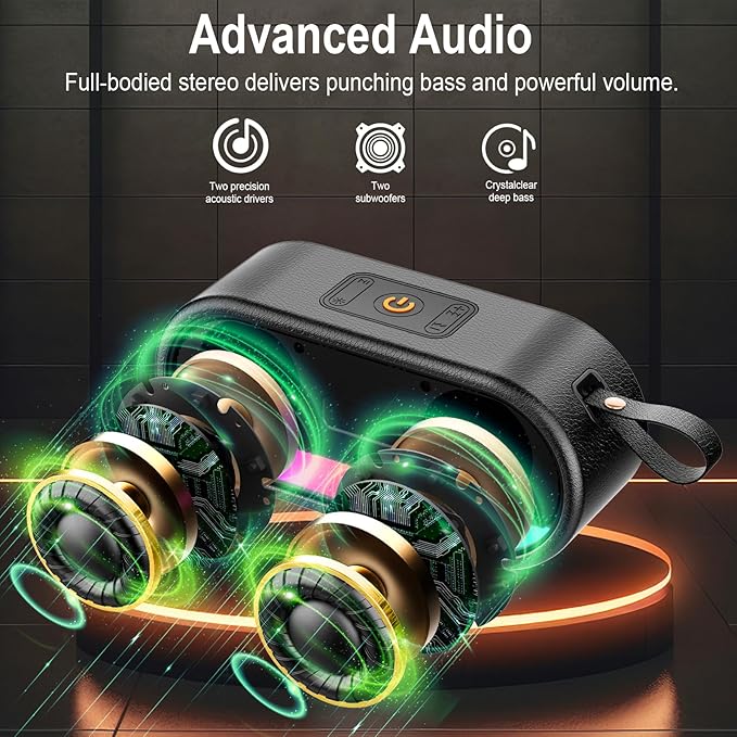 Bluetooth Speaker with 24W Dual Speaker, HD Loud Sound, Portable Outdoor Wireless Punchy Bass, Bluetooth 5.3, 10H Playtime Built-in Mics, Ultra Wireless Speaker IPX6 Waterproof for /Party/Beach/Home