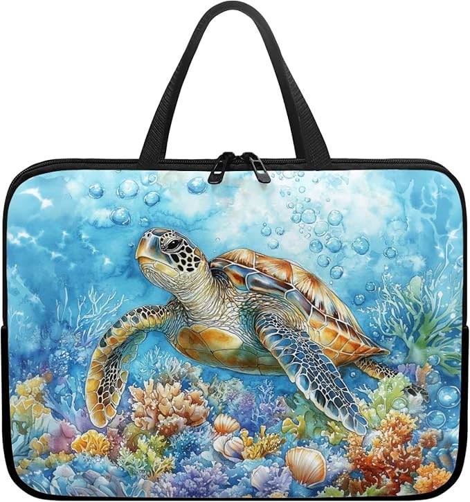 15 Inch Turtle Pattern Laptop Sleeve, Laptop Cover Computer Tablet Carrying Case with Handle, Lightweight Waterproof Tote Bags Notebook Sleeves for Men Women