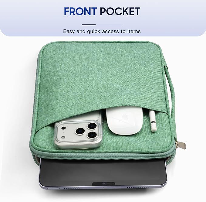 TiMOVO 9-11" Tablet Sleeve Bag for iPad 11-inch A16 2025, iPad 10.9"/10.2"| Air 11 Inch/5th/4th Gen. 10.9", Galaxy Tab A9+/A11Plus 11", Protective Bag with Pockets, Bodhi Green